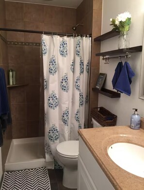 Shower, hair dryer, towels, soap - 3-bdrm condo - 1 block to Main Street - Breckenridge - perfect for families (Breckenridge)
