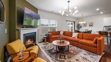 TV, fireplace, table tennis