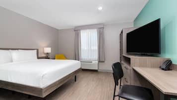 Desk, free WiFi, bed sheets