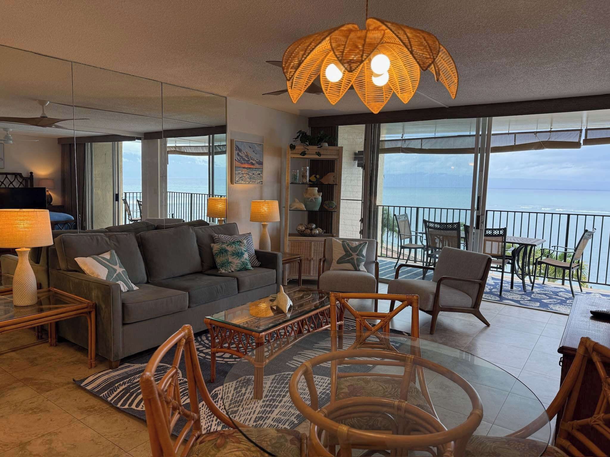 Standard Apartment, 2 Bedrooms, Lanai, Ocean View | Living area | 55-inch Smart TV with cable channels