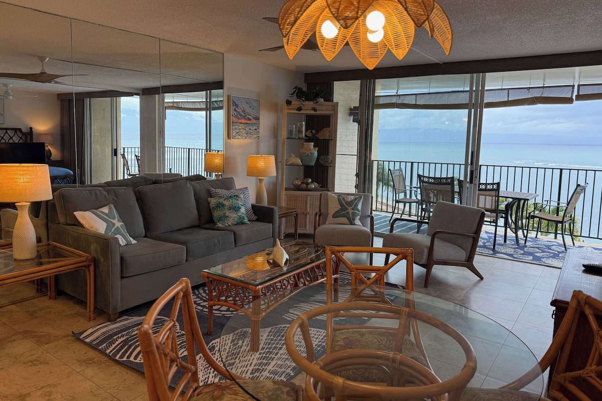 Standard Apartment, 2 Bedrooms, Lanai, Ocean View | Living area | 55-inch Smart TV with cable channels