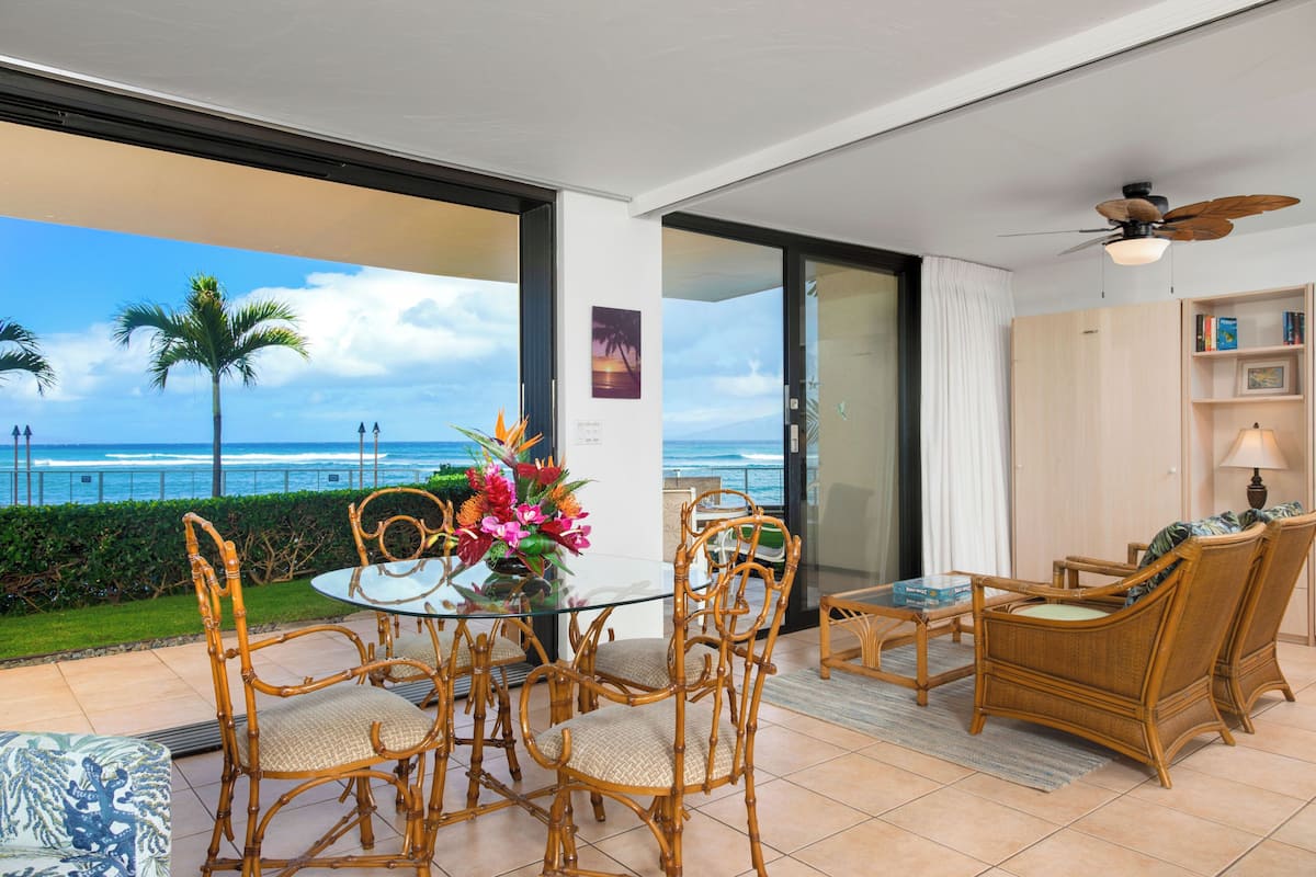 Deluxe Apartment, Lanai, Ocean View | Living area | 55-inch Smart TV with digital channels
