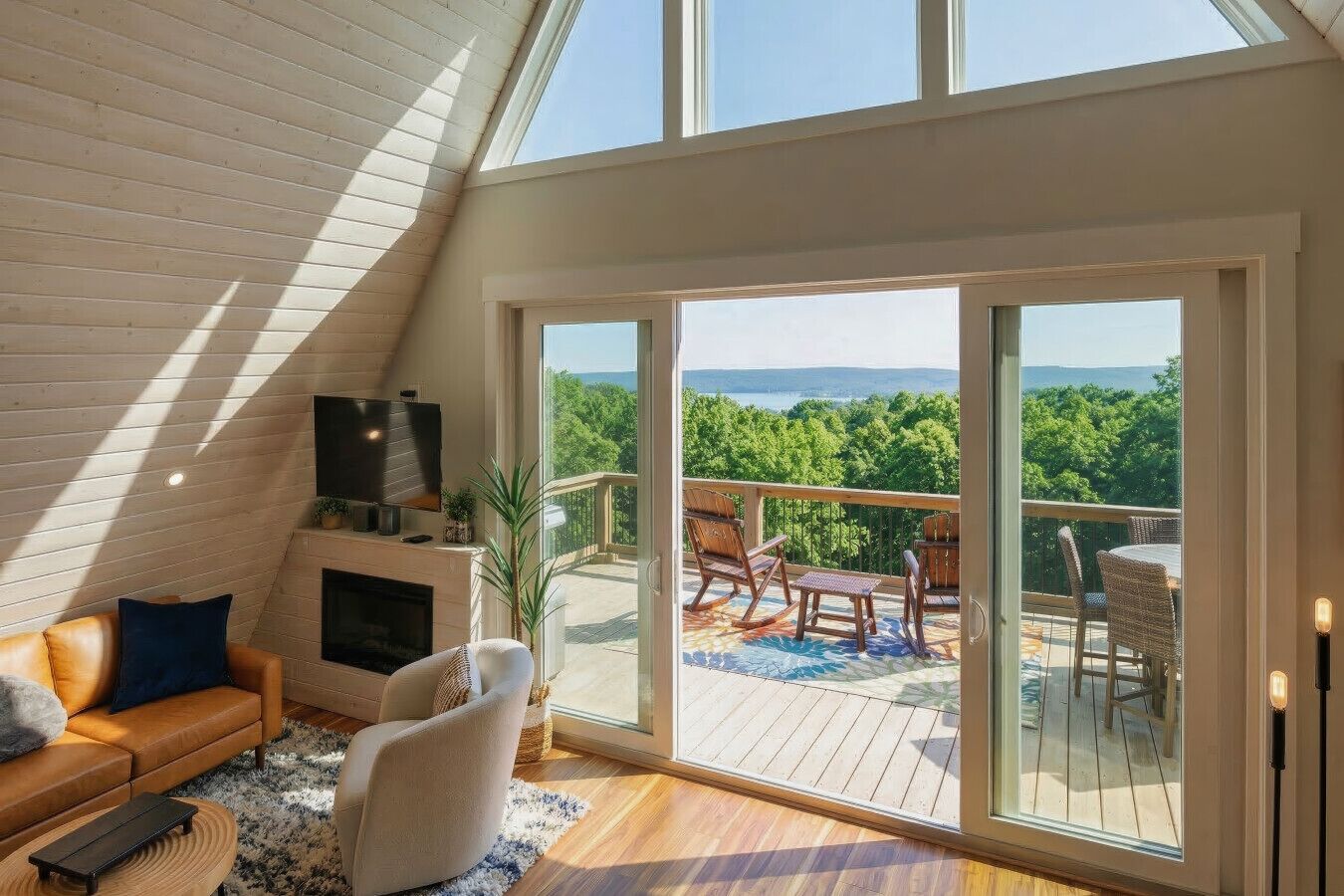 Smart TV, fireplace, video games, stereo