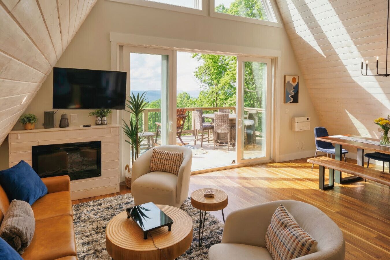 Smart TV, fireplace, video games, stereo