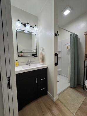 Jetted bath, hair dryer, towels, soap - Cozy Riverfront Retreat (Suamico)