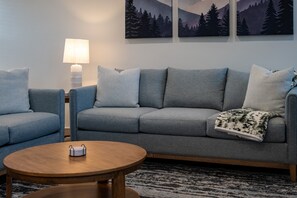 Smart TV, fireplace, table football