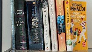 Una estantería con varios libros.