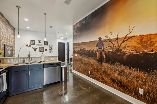 Floor to ceiling Western World mural- perfect photo backdrop!