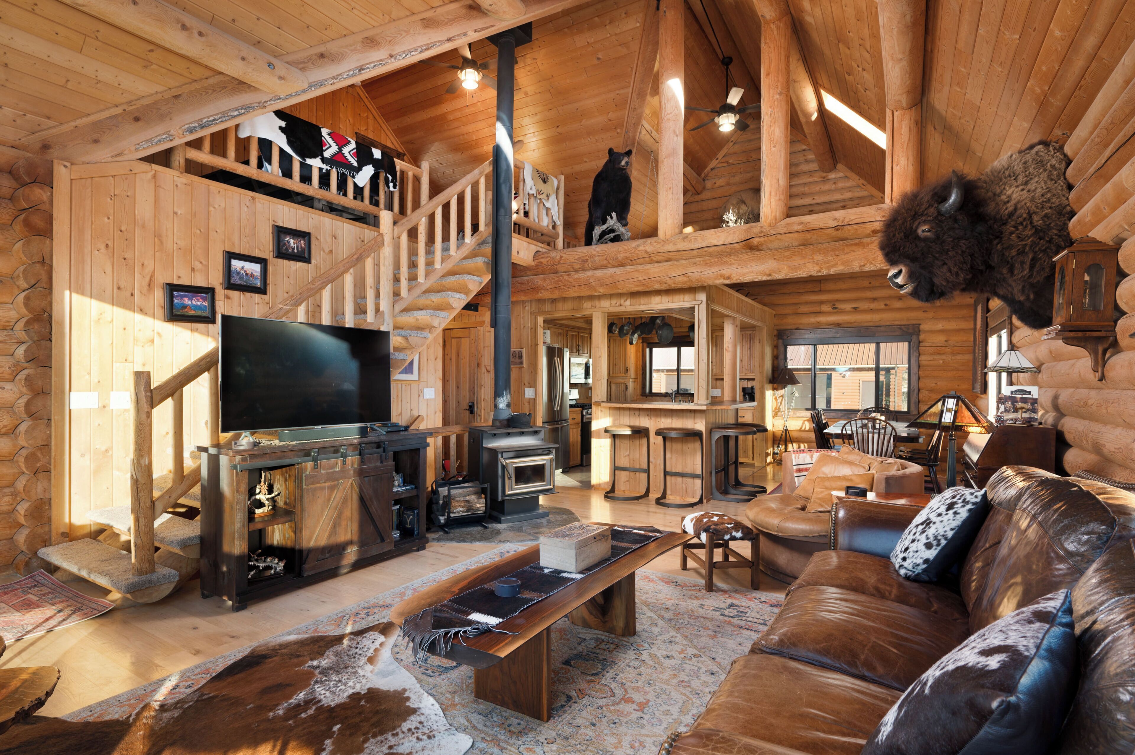 Smart TV, fireplace, DVD player, books