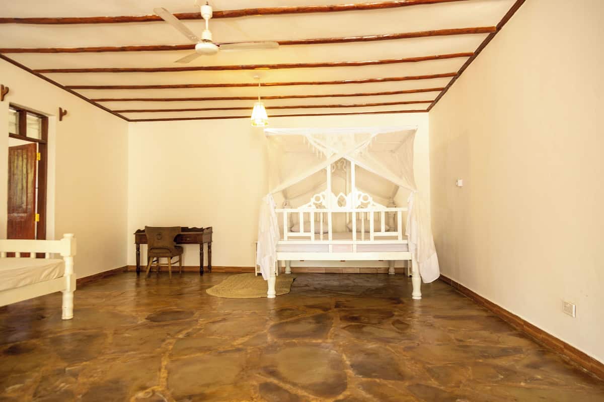 Family Double Room, Patio, Pool View | Desk, laptop workspace, free WiFi