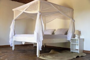 Family Double Room, Patio, Pool View | Desk, laptop workspace, free WiFi