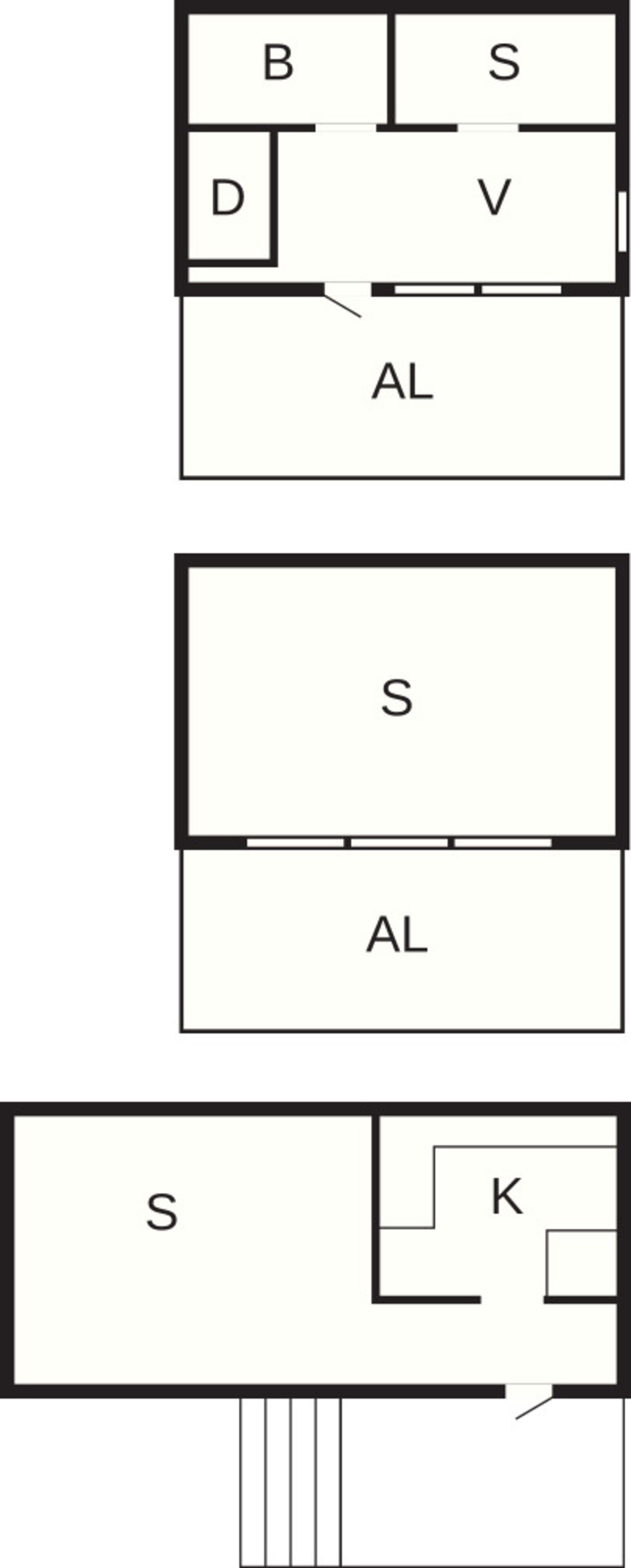 A hotel layout with a large central room labeled 'S' and an adjacent room labeled 'AL'.