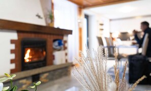 Interior - Gruyère House with Fireplace and Views of the Alps (Albeuve)