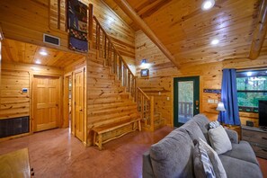 Smart TV, fireplace, foosball