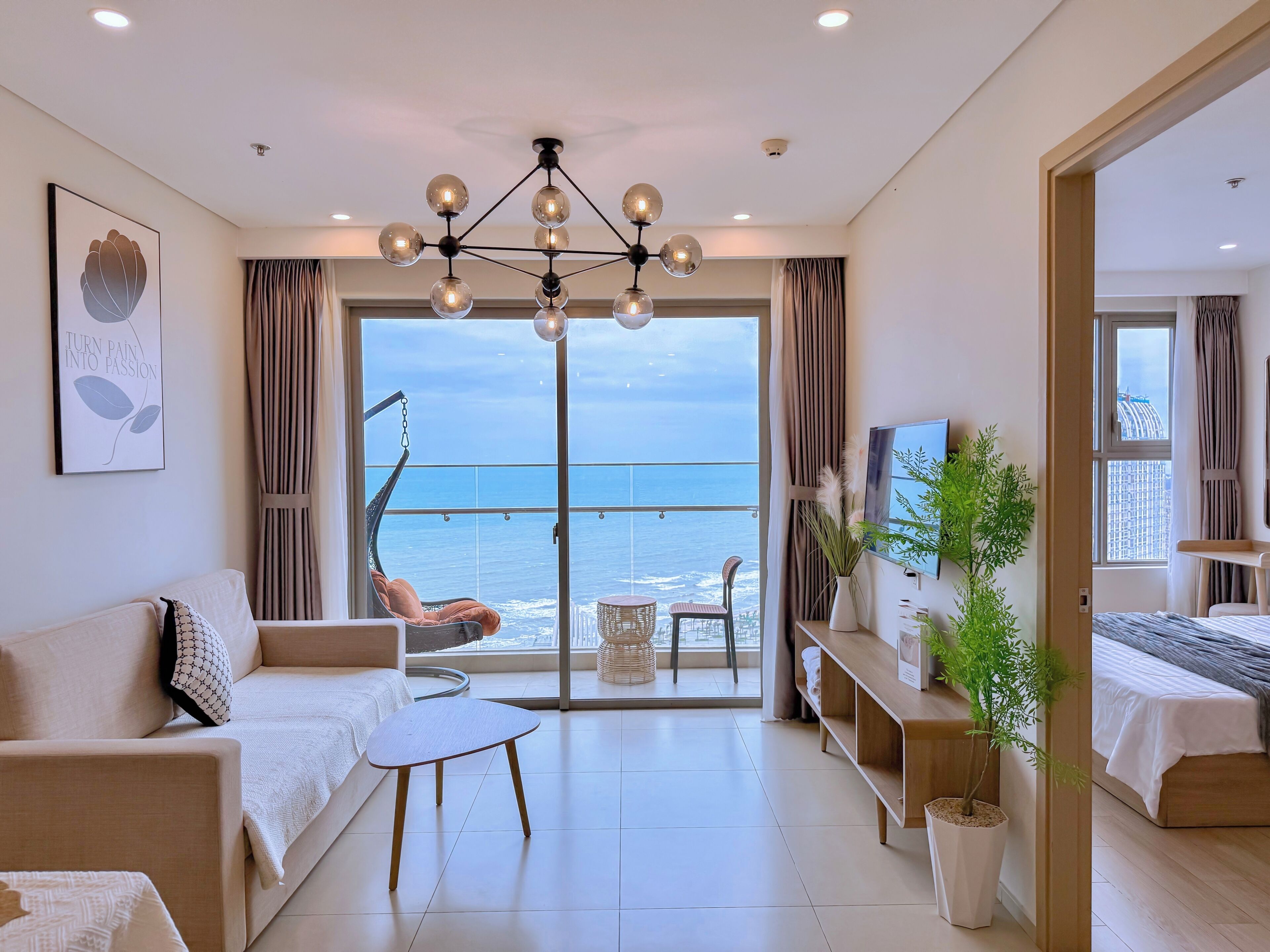 Apartment, 3 Bedrooms, Beach View | Living area | 45-inch Smart TV with digital channels