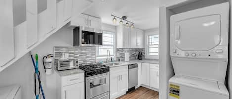 Fridge, microwave, oven, dishwasher