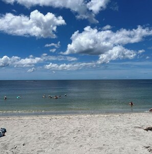 A beach with clear skies and calm water. - Charming Lakeview Home, Heated Saltwater Pool, WiFi, All New Furniture (Venice)