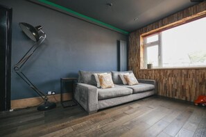 Dobbeltrom – basic, terrasse | Oppholdsområde | En 65-tommers Flatskjerm-TV med digitale kanaler samt Netflix