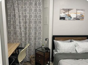 2 bedrooms, iron/ironing board, travel crib, WiFi