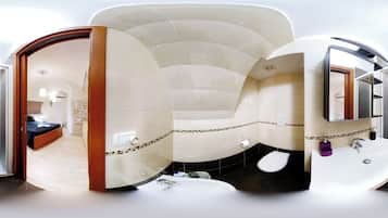 Dusche, umweltfreundliche Kosmetikartikel, Haartrockner, Bidet