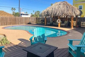 Pool - Pet-friendly 4BR/3BA home with pool, outdoor bar, grill, and gaming area, steps from the beach! 🏖️ (Port Aransas)