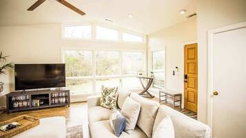 TV, video games, DVD player, foosball