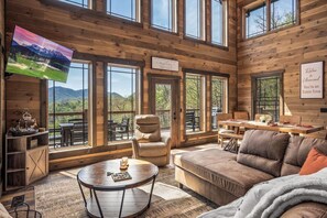 Smart TV, fireplace, video games, DVD player