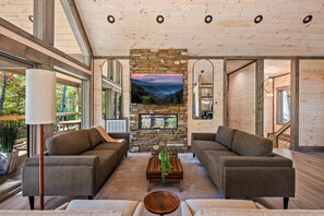 TV connectée, cheminée, jeux vidéo