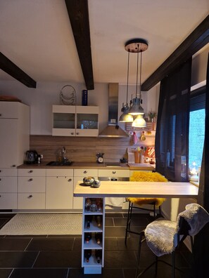 Kühlschrank, Herdplatte, Geschirrspüler, Wasserkocher