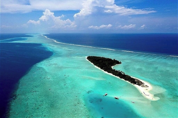 Privatstrand, weißer Sandstrand