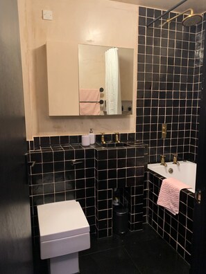 Séchoir à cheveux, serviettes fournies, savon, papier de toilette