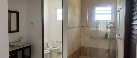 Haartrockner, Bidet, HandtĂŒcher, Seife