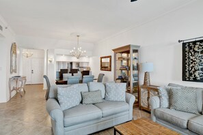 TV, fireplace, books