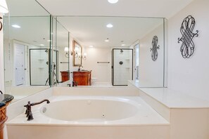 Shower, jetted tub, hair dryer, towels - Broadmoor1202~Gulf-Front Penthouse | 2BR Luxury Retreat (Orange Beach)