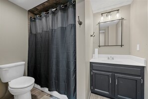 Shower, towels, toilet paper