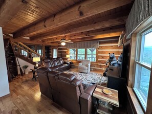 Smart TV, fireplace, video games, DVD player