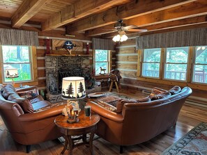 Smart TV, fireplace, video games, DVD player