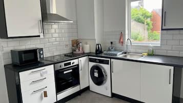 Fridge, microwave, oven, electric kettle