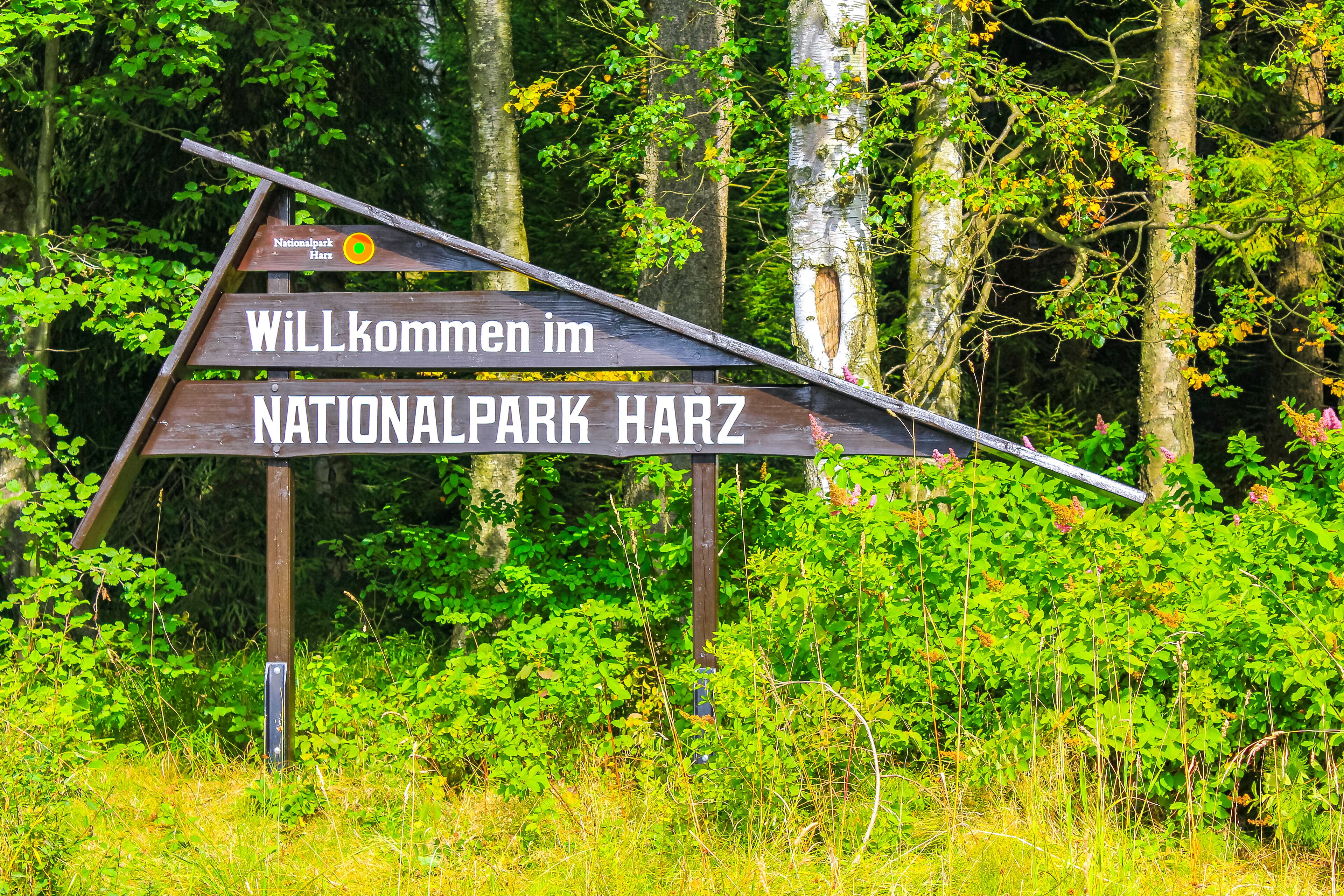 Ein hölzernes Wegweiser, der den Eingang zu einem Nationalpark anzeigt.