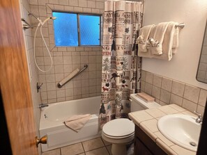 Hair dryer, towels