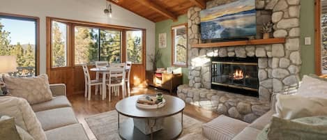 TV, fireplace, offices