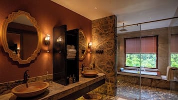 Riverstone Family Villa | Bathroom | Separate tub and shower, hair dryer, slippers, towels
