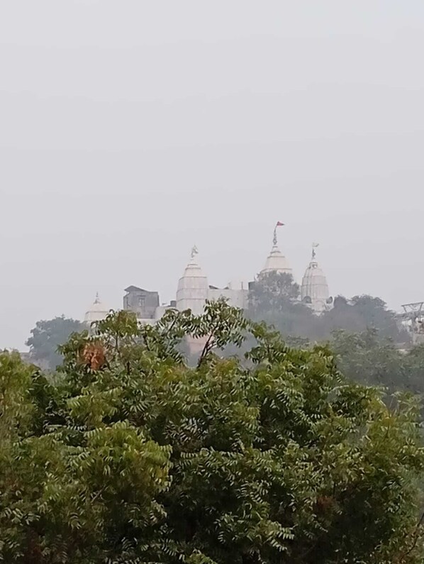 A view of a temple complex with multiple domed structures. - Kishori Seva Sadan (Chhata)