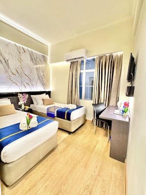 In-room safe, desk, laptop workspace, soundproofing