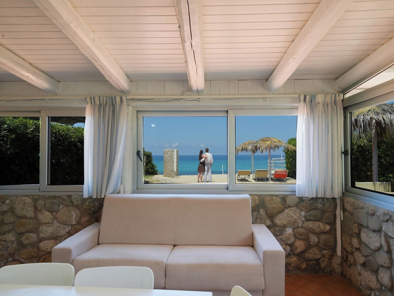 Ferienhaus, 2 Schlafzimmer, Terrasse, Meerblick | Wohnbereich