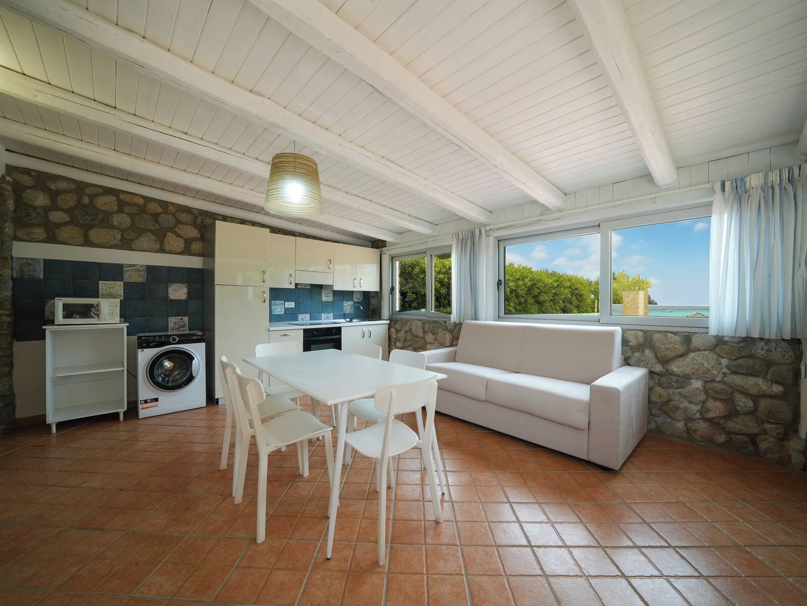 Ferienhaus, 2 Schlafzimmer, Terrasse, Meerblick | Wohnbereich