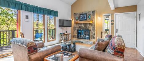 Televisión, chimenea