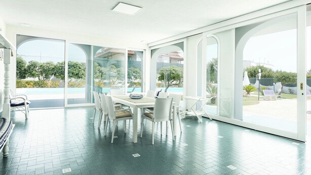 Villa – deluxe, bassengutsikt | Spisestue