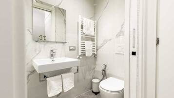 Dusche, Haartrockner, Bidet, HandtĂŒcher