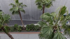 A view of a building with palm trees and a grey wall. - Waterfront Vibes by Wonderful Italy (Genoa)